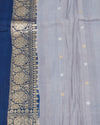 Water Hyacinth Blue Tussar Georgette Saree