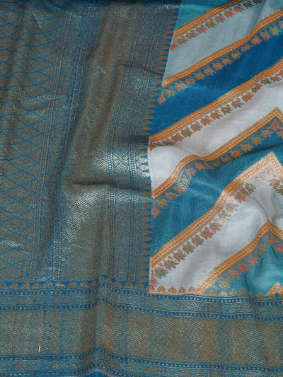 Nilotpala Blue Chevron Tussar Georgette Saree