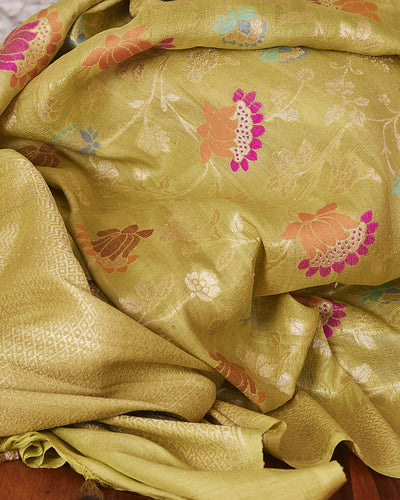 Shallow Lake Green Tussar Georgette Saree