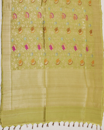 Shallow Lake Green Tussar Georgette Saree