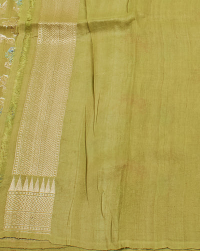 Shallow Lake Green Tussar Georgette Saree
