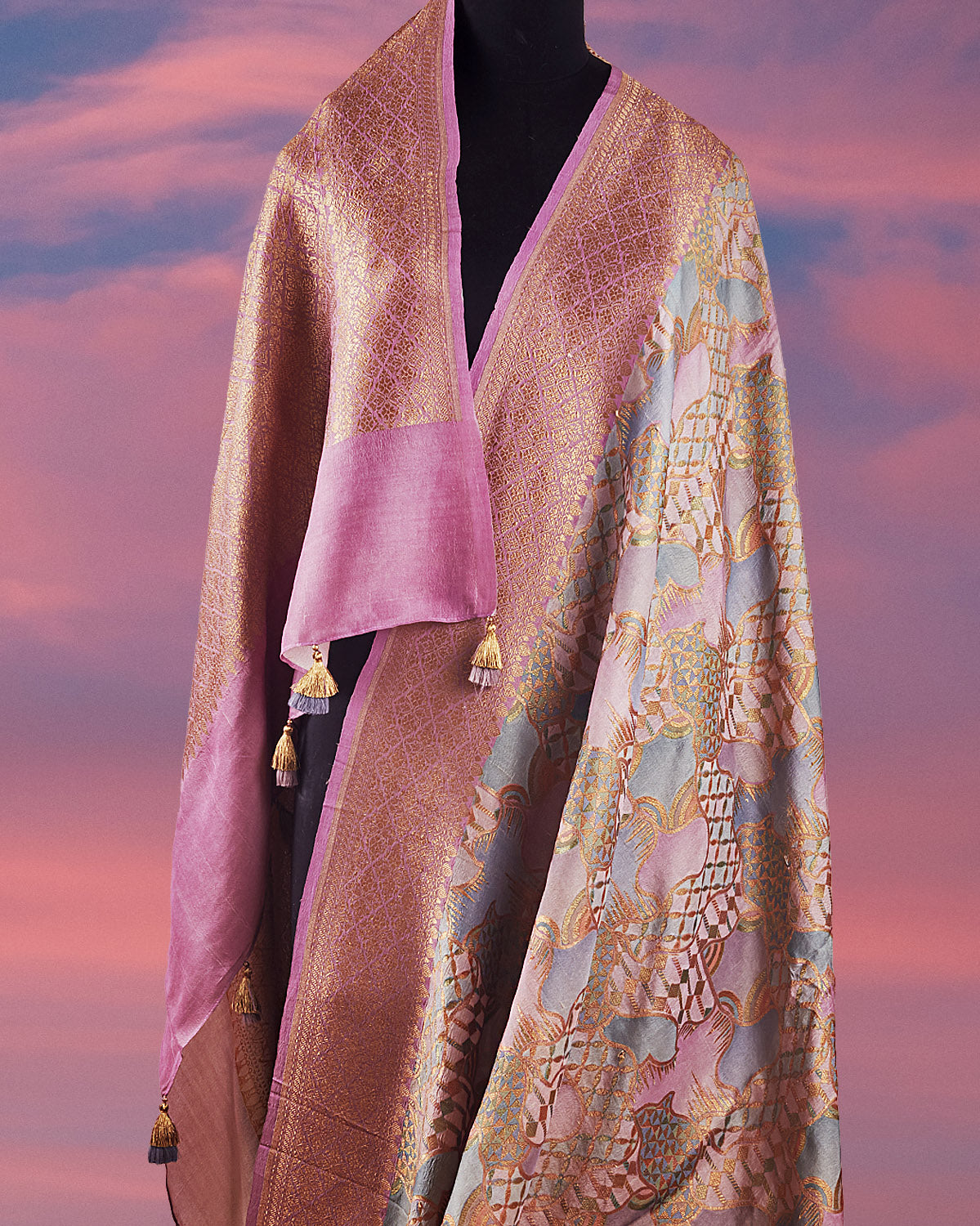 Namdroling Lavender Rangkaat Tussar Georgette Saree