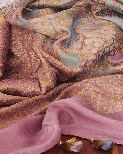 Namdroling Lavender Rangkaat Tussar Georgette Saree