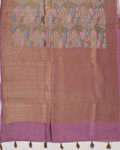 Namdroling Lavender Rangkaat Tussar Georgette Saree