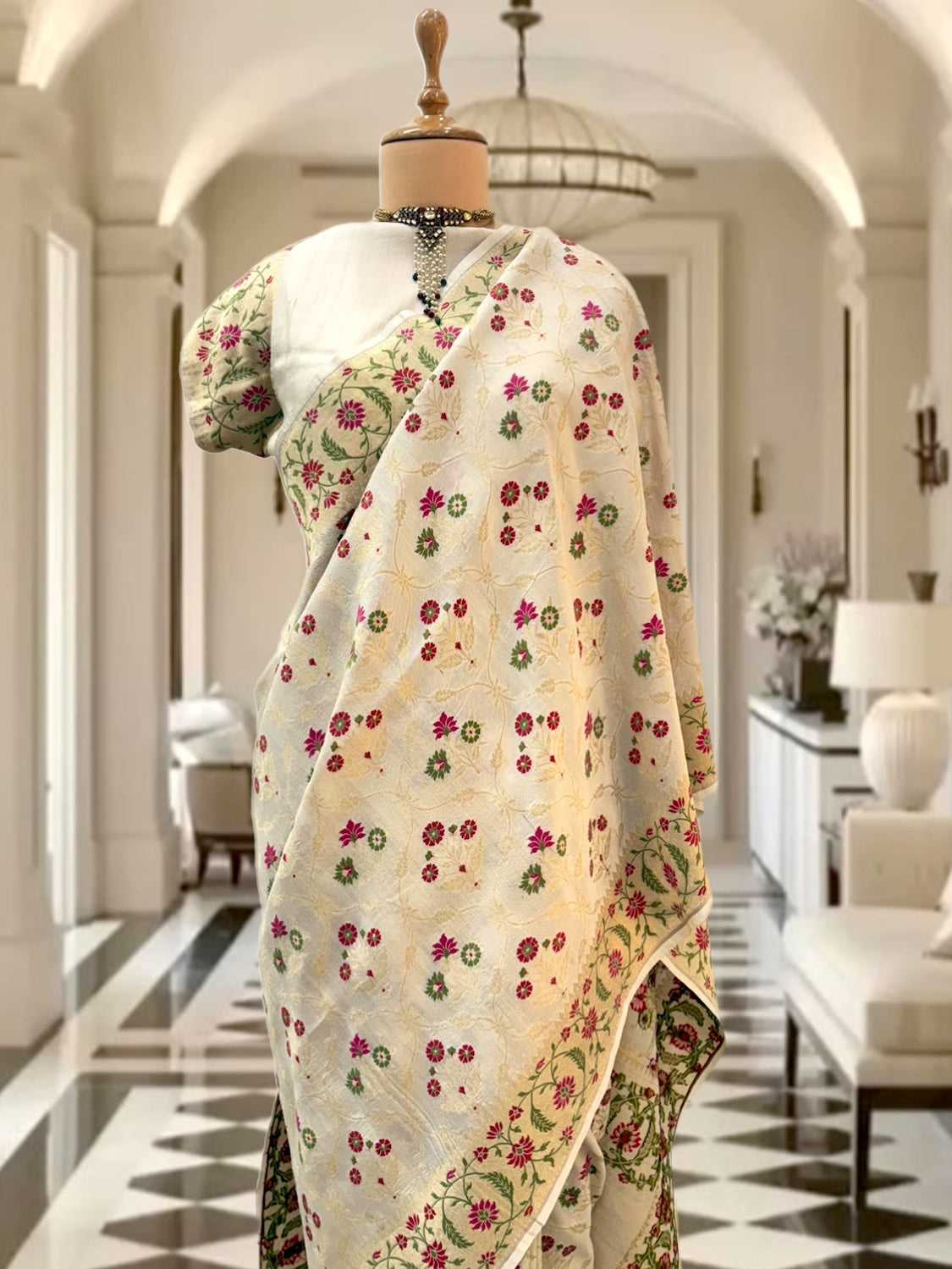 Kaiser Bagh Paithani Tussar Georgette Saree