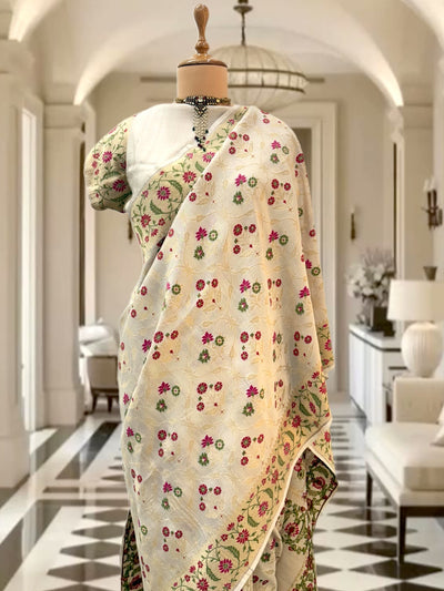 Kaiser Bagh Paithani Tussar Georgette Saree