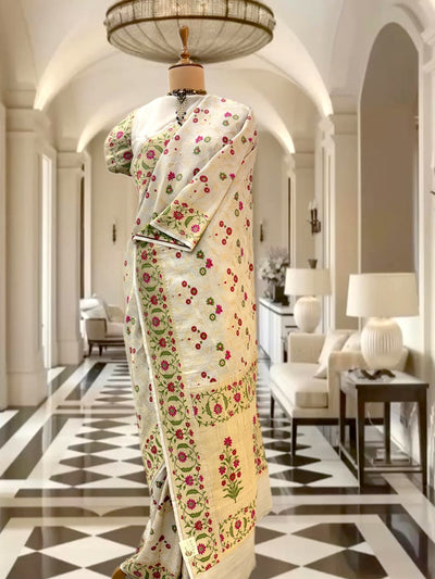 Kaiser Bagh Paithani Tussar Georgette Saree