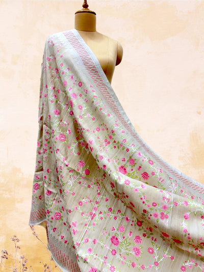 Garden of Eden Cream Tussar Georgette Dupatta