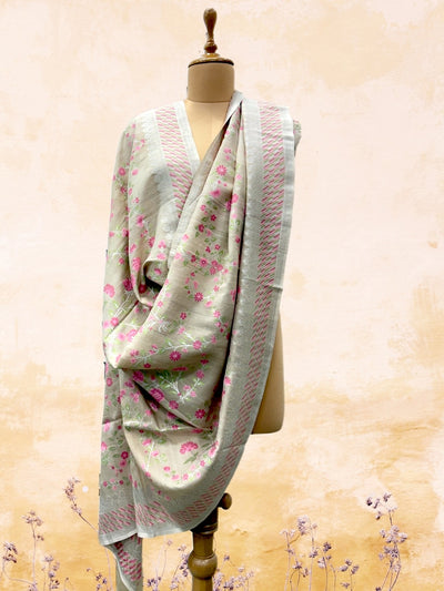 Garden of Eden Cream Tussar Georgette Dupatta