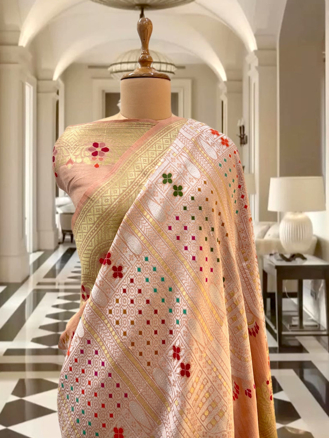 Mohini Kunj Peach Tussar Georgette Saree