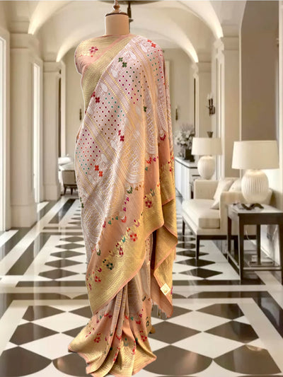 Mohini Kunj Peach Tussar Georgette Saree