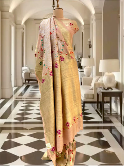 Mohini Kunj Peach Tussar Georgette Saree