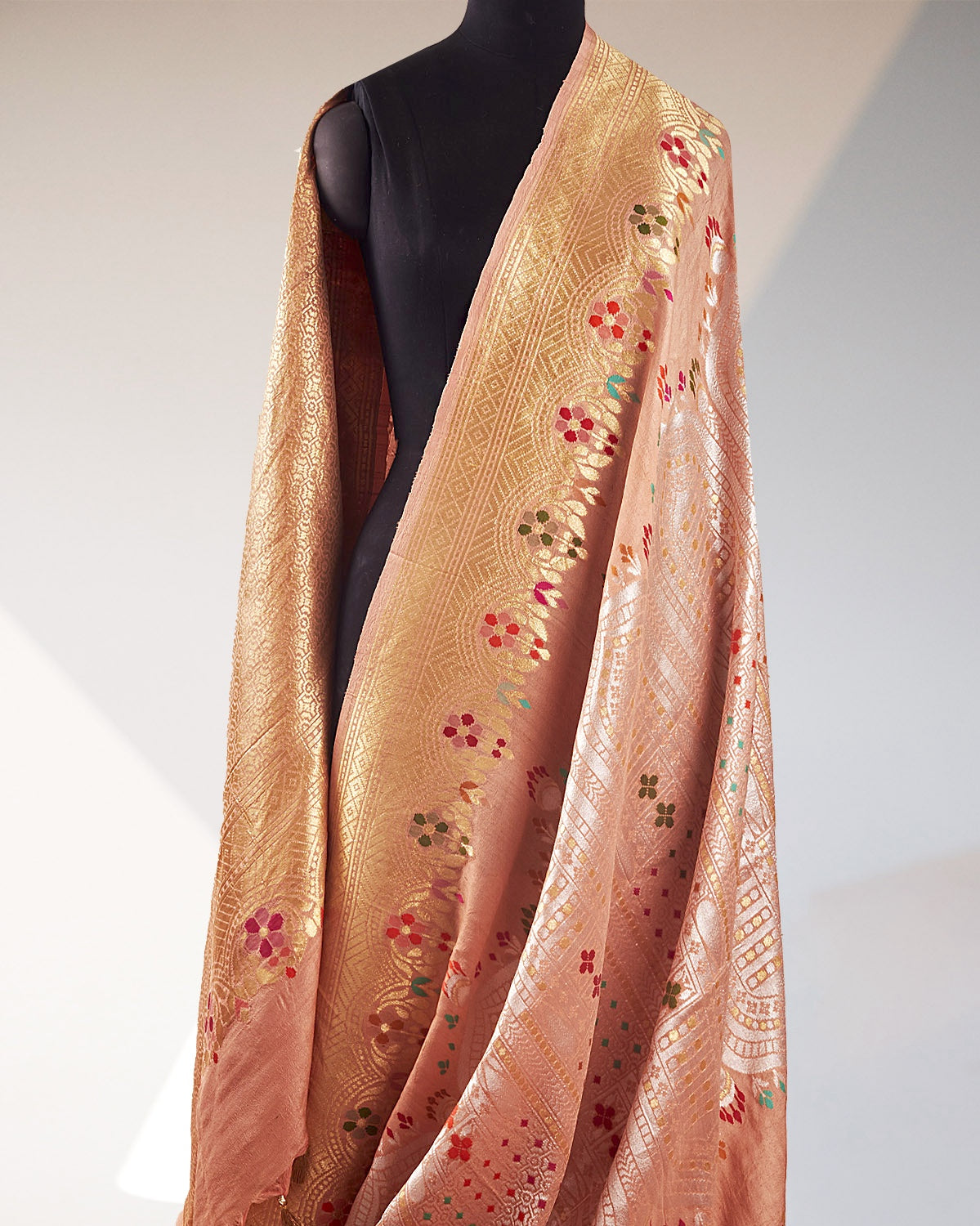 Mohini Kunj Peach Tussar Georgette Saree