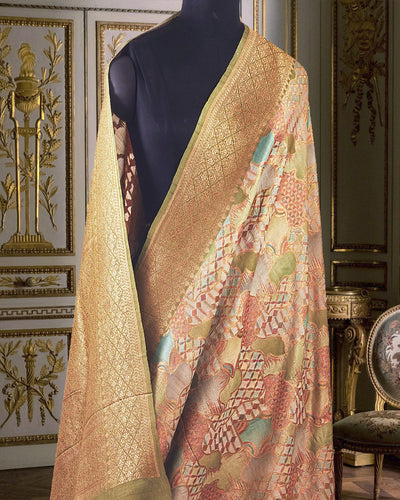 Namdroling Pista Green Rangkaat Tussar Georgette Saree