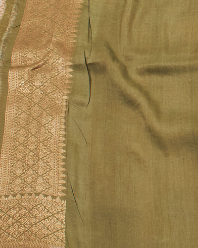 Namdroling Pista Green Rangkaat Tussar Georgette Saree