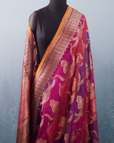 Namdroling Magenta Rangkaat Tussar Georgette Saree
