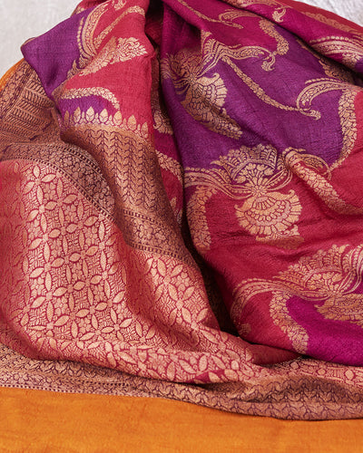 Namdroling Magenta Rangkaat Tussar Georgette Saree