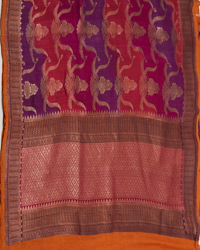 Namdroling Magenta Rangkaat Tussar Georgette Saree