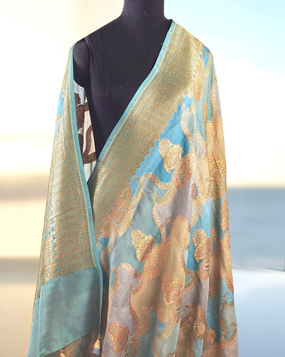 Nartakpriya Sea Green Rangkaat Tussar Georgette Saree