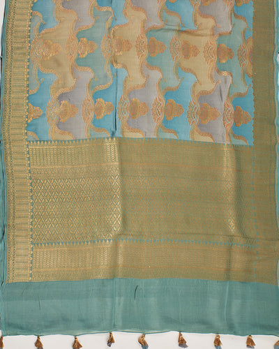 Nartakpriya Sea Green Rangkaat Tussar Georgette Saree
