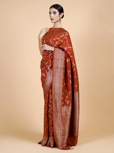 Chaitali Rust Tussar Georgette Saree