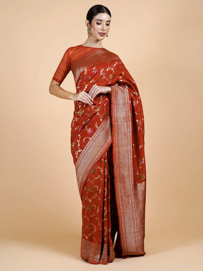 Chaitali Rust Tussar Georgette Saree