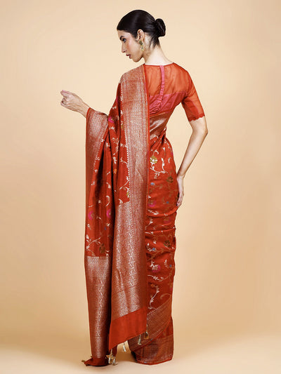 Chaitali Rust Tussar Georgette Saree