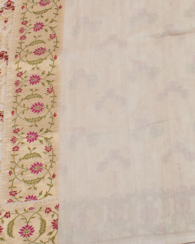Kaiser Bagh Off White Paithani Tussar Georgette Saree