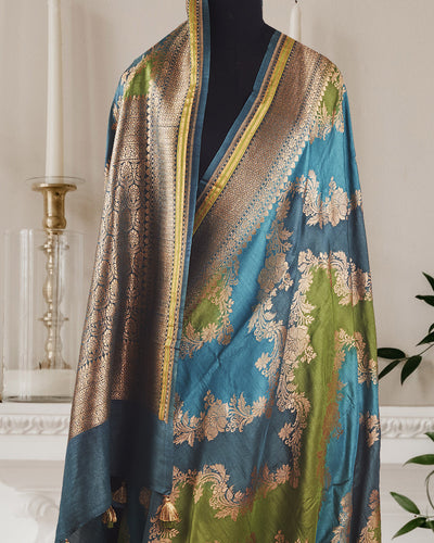 Nartakpriya Blue Rangkaat Tussar Georgette Saree