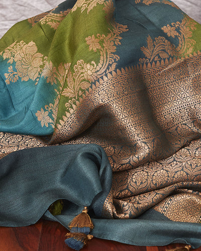 Nartakpriya Blue Rangkaat Tussar Georgette Saree