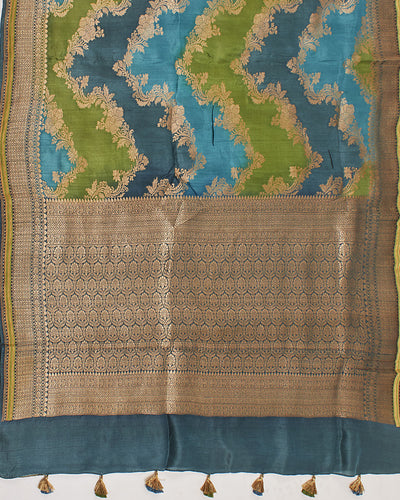 Nartakpriya Blue Rangkaat Tussar Georgette Saree