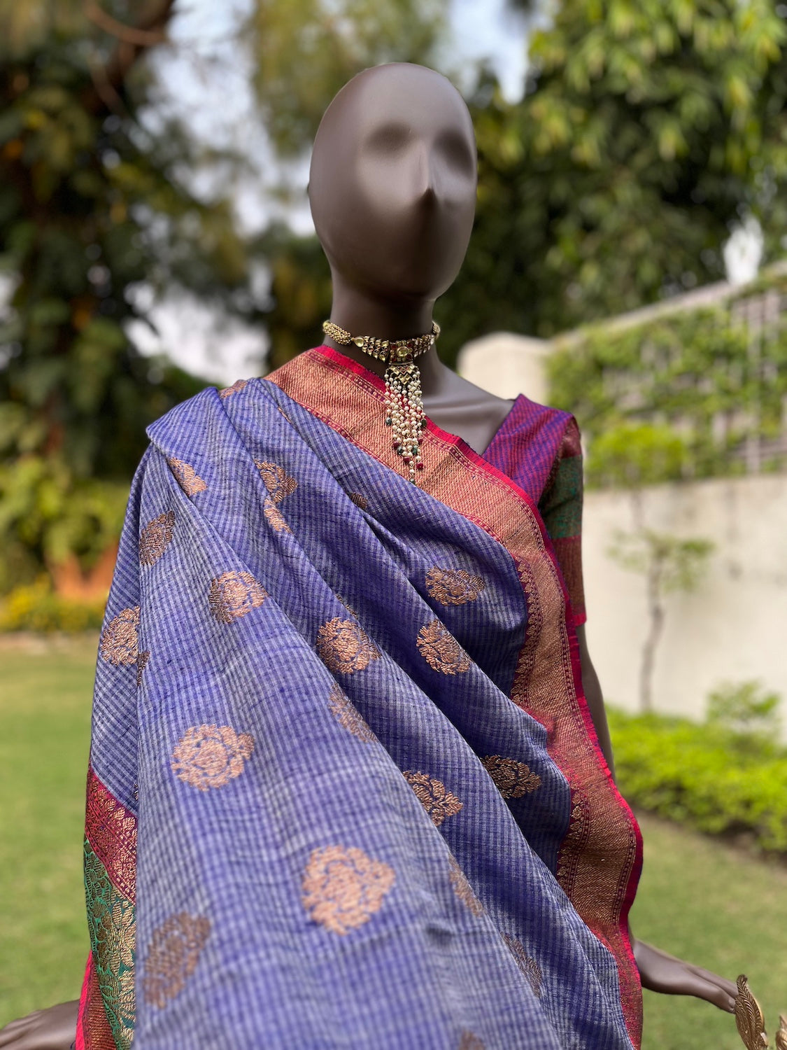 Saira Blue Tussar Dupion Saree