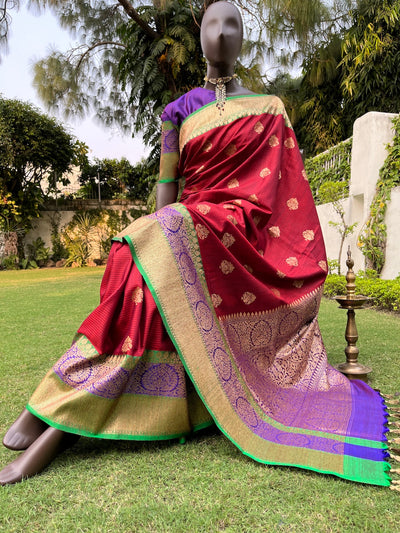 Rabhya Maroon Tussar Dupion Saree