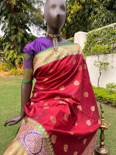 Rabhya Maroon Tussar Dupion Saree