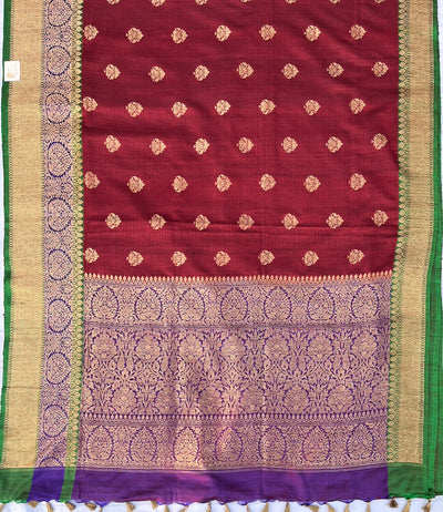 Rabhya Maroon Tussar Dupion Saree