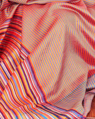 Iridescent Ripples Peach Gamchha Saree