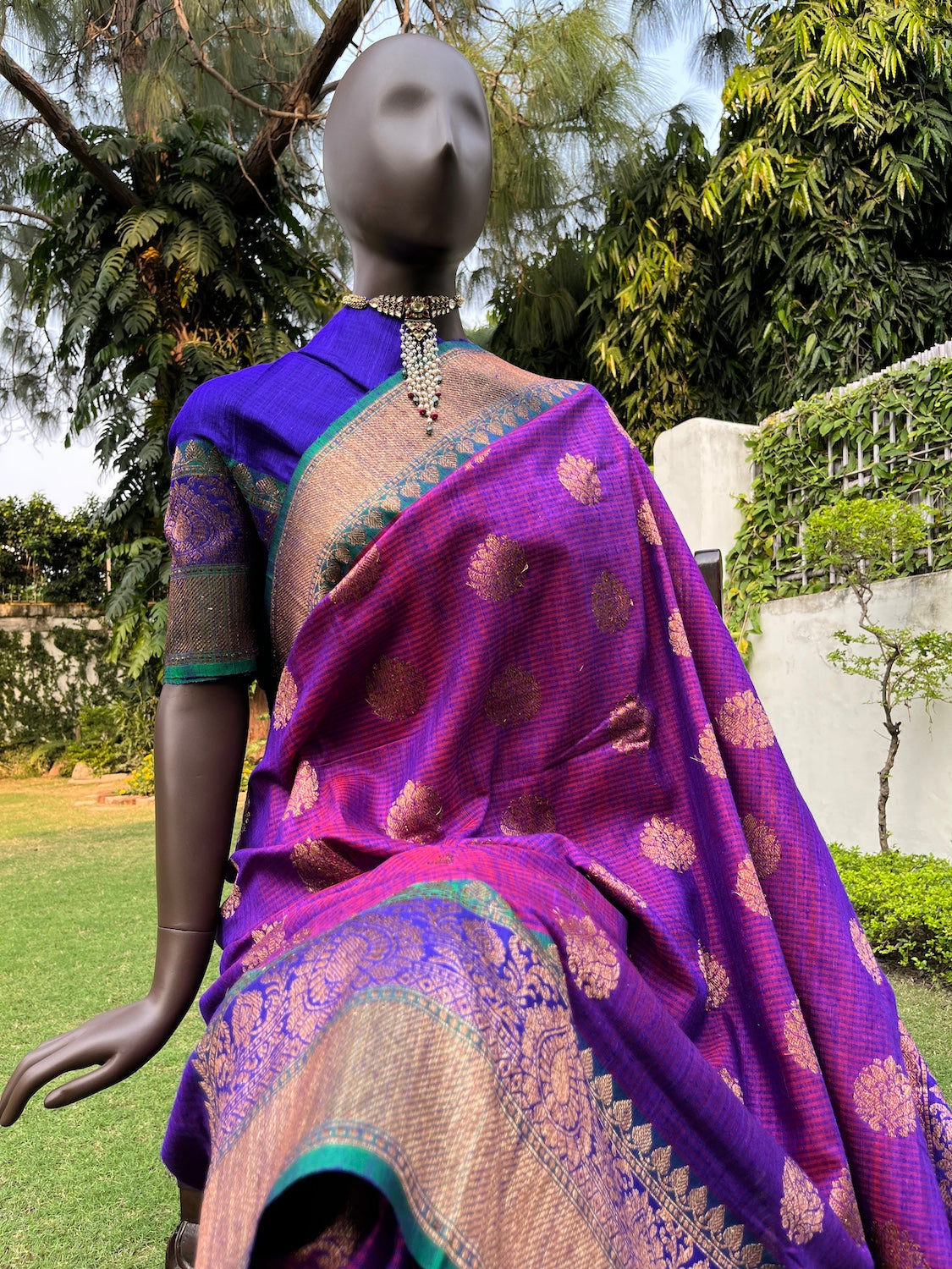 Alvira Purple Tussar Dupion Saree
