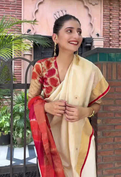 Mohini Red Shibori Tussar Saree