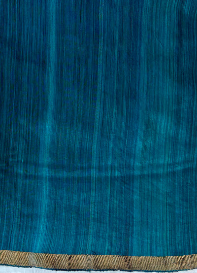 Ardha Chandra Teal Blue Raw Silk Saree