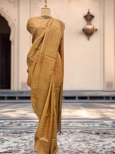 Pedana Gold Kalamkari Tussar Saree