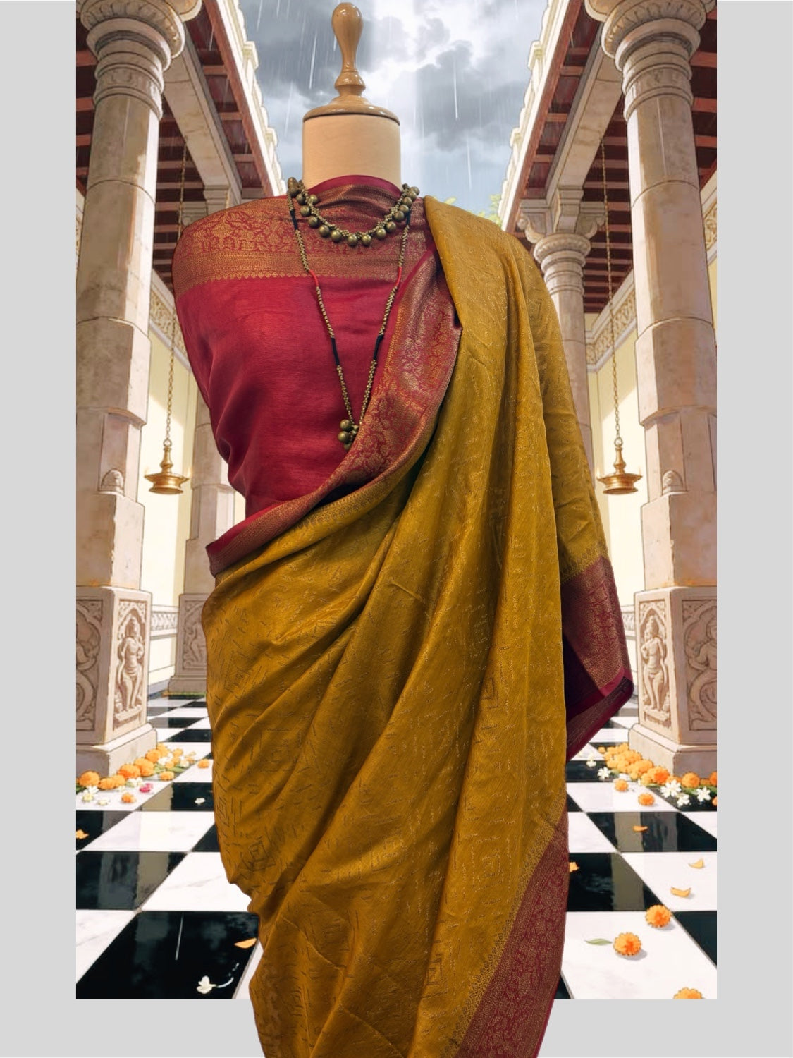 Bhairavi Mustard Tussar Saree