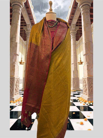 Bhairavi Mustard Tussar Saree