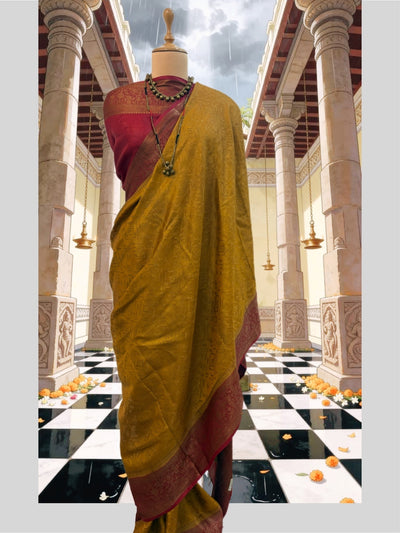 Bhairavi Mustard Tussar Saree