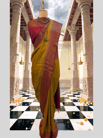 Bhairavi Mustard Tussar Saree