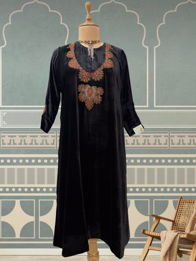 Black Velvet Kashmiri Kurta