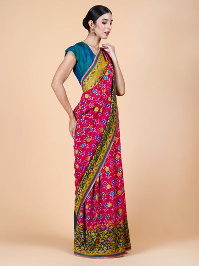 Birds Of Paradise Pink Georgette Saree