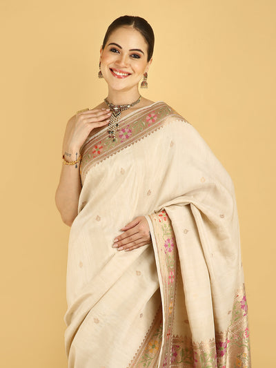 Kaiser Bagh Paithani Tussar Georgette Saree