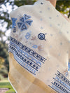 Tivoli White Embroidered Cotton Tussar Saree