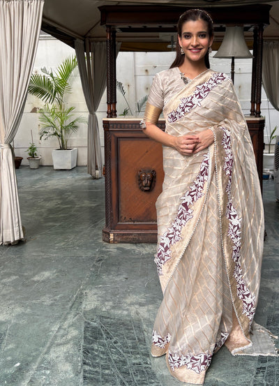 Navroz Silver Banarasi Tissue Saree