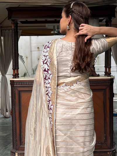 Navroz Silver Banarasi Tissue Saree